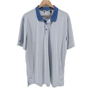 Adidas‎ Men's XL Blue White Striped Golf Polo Shirt Embroidered LF Logo